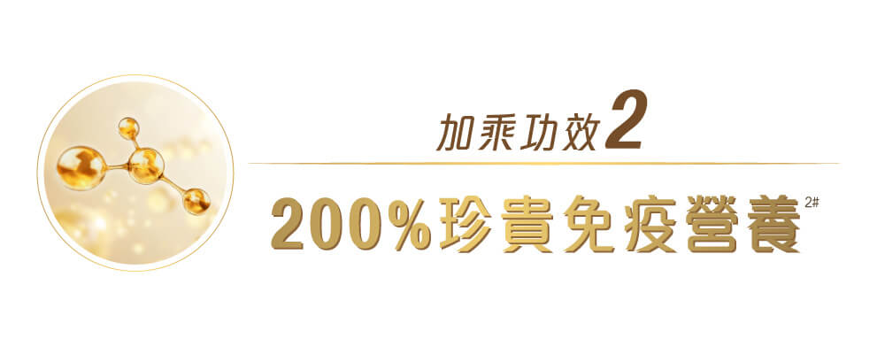 雀巢®能恩全護®INFINIPRO®配方奶粉 - 免疫加乘功效 2: 珍貴免疫營養提升幅度達200%